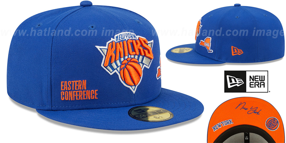 New York Knicks Triple Threat Identity Royal Fitted Hat