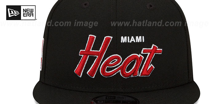 Miami Heat SCRIPT UP SNAPBACK Black Hat By New Era