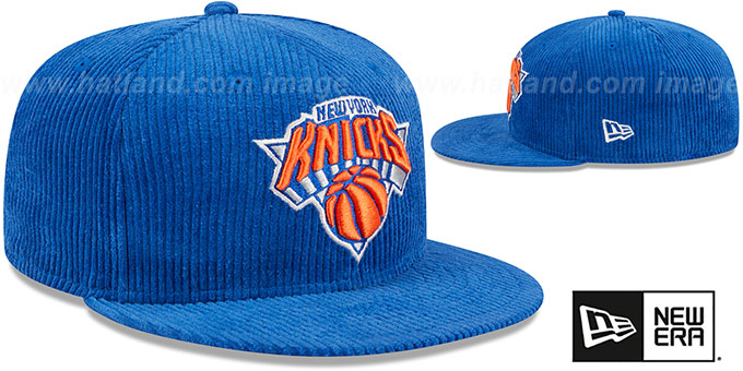 New York Knicks Letterman Pin Corduroy Royal Fitted Hat