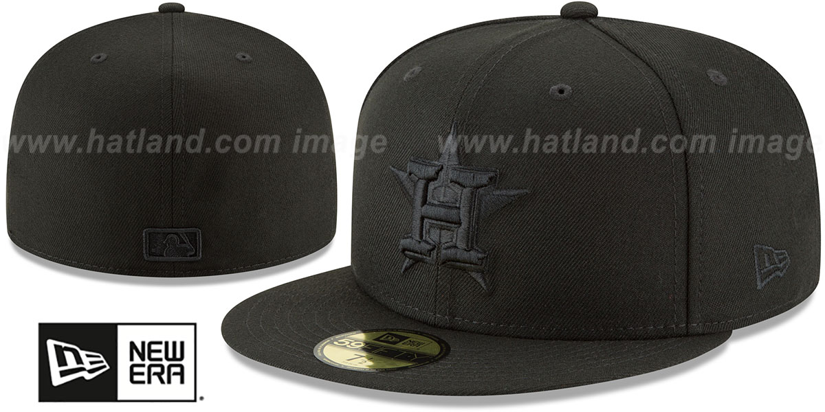 Houston Astros BLACKOUT Fitted Hat by New Era