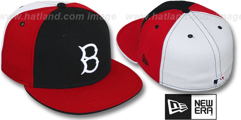 Brooklyn B Dodgers COOP PINWHEEL Black-Red-White Fitted Hat