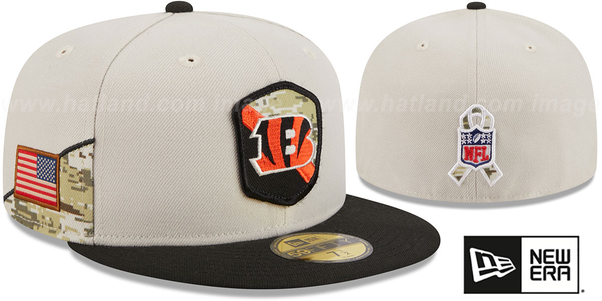 Cincinnati Bengals 2023 SALUTE-TO-SERVICE Stone-Black Fitted Hat