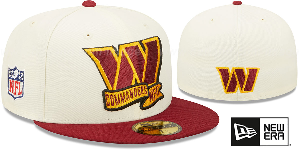 Washington Commanders 2022 NFL SIDELINE Cream-Burgundy Fitted Hat