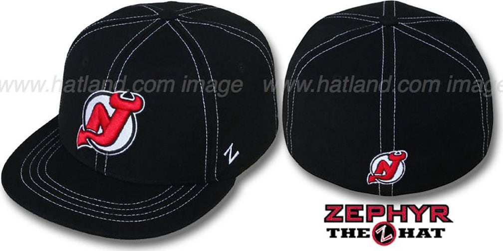 New Jersey Devils CONTRAST THREAT Black Fitted Hat by Zephyr