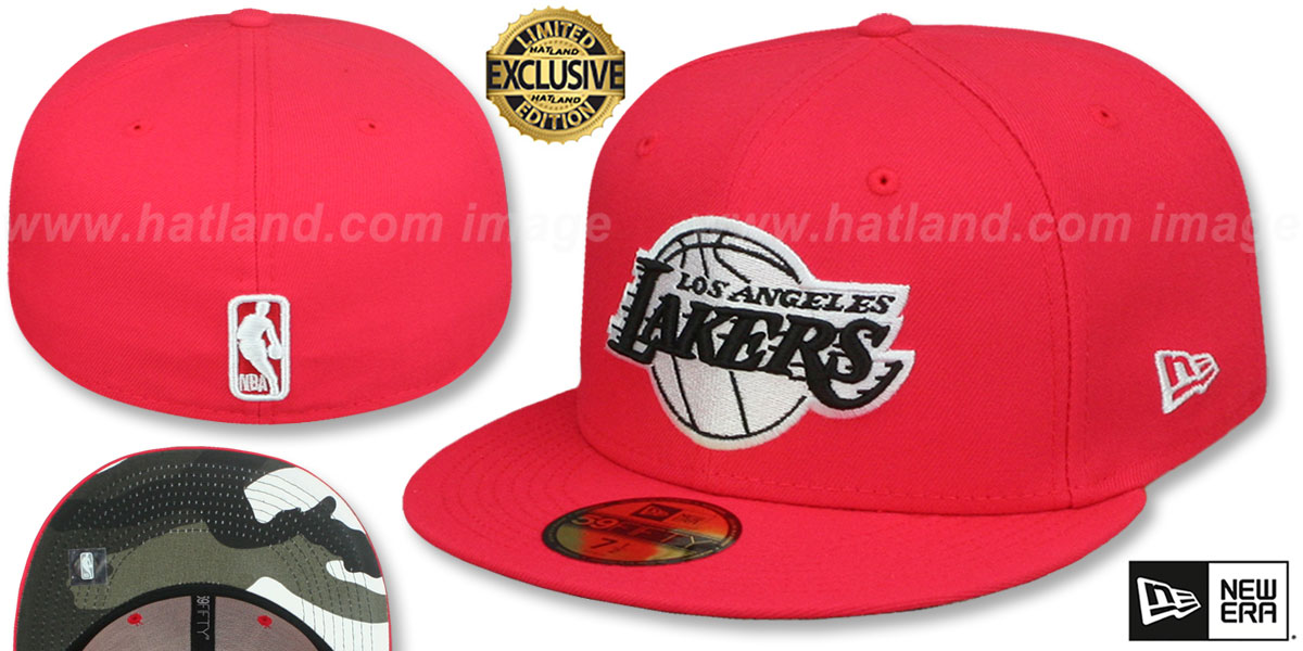 Los Angeles Lakers URBAN CAMO-BOTTOM Lava Red Fitted Hat