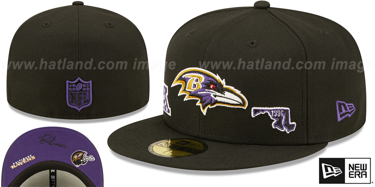 Baltimore Ravens TRIPLE THREAT IDENTITY Black Fitted Hat