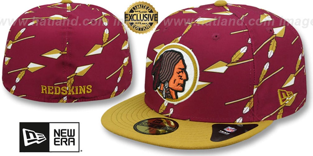 Washington Redskins THROWBACK SPEARS ALL-OVER Burgundy Fitted Ha