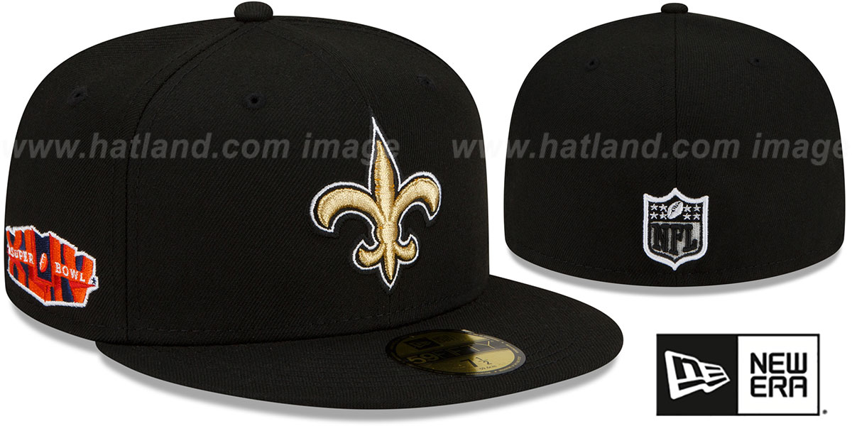 New Orleans Saints SUPER BOWL XLIV SIDE-PATCH Black Fitted Hat