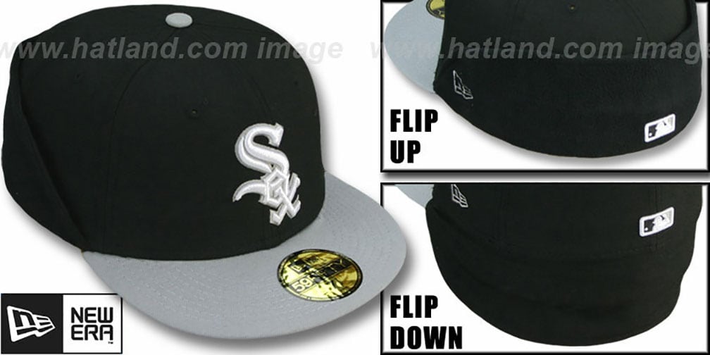 Chicago White Sox CLEAN CUT FLIPDOWN BlackGrey Fitted Hat