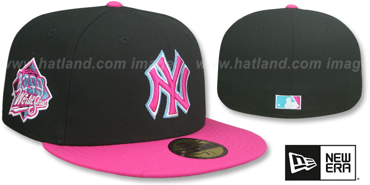 New York Yankees MIAMI VICE SIDE-PATCH Black-Beetroot Fitted Hat