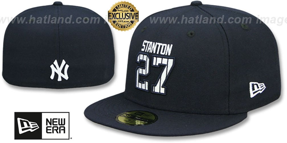 New York Yankees STANTON PINSTRIPE Navy Fitted Hat