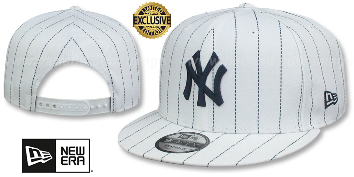 New York Yankees TEAM-BASIC PINSTRIPE SNAPBACK White-Navy Hat