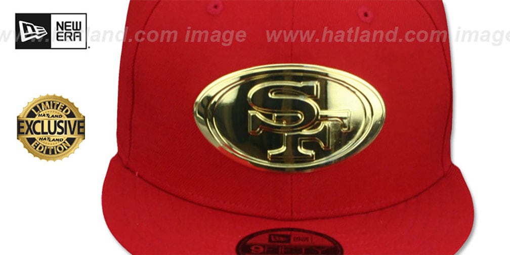 San Francisco 49ers GOLD METAL-BADGE SNAPBACK Red Hat