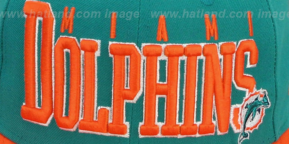 Miami Dolphins NFL 2T CHOP-BLOCK Aqua-Orange Fitted Hat