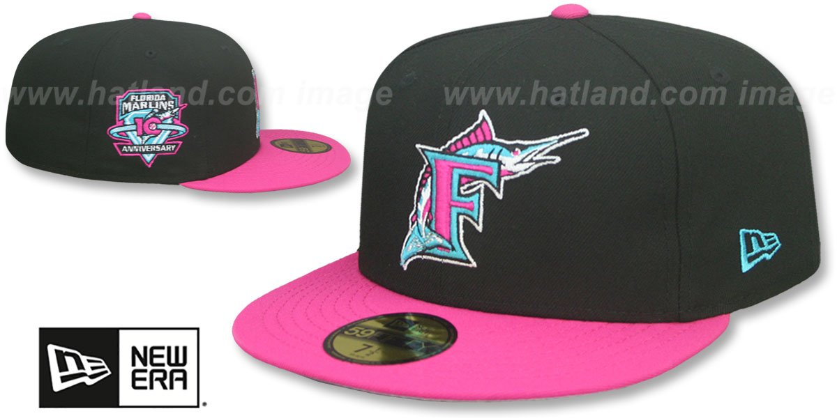 Florida Marlins MIAMI VICE SIDE-PATCH Black-Beetroot Fitted Hat