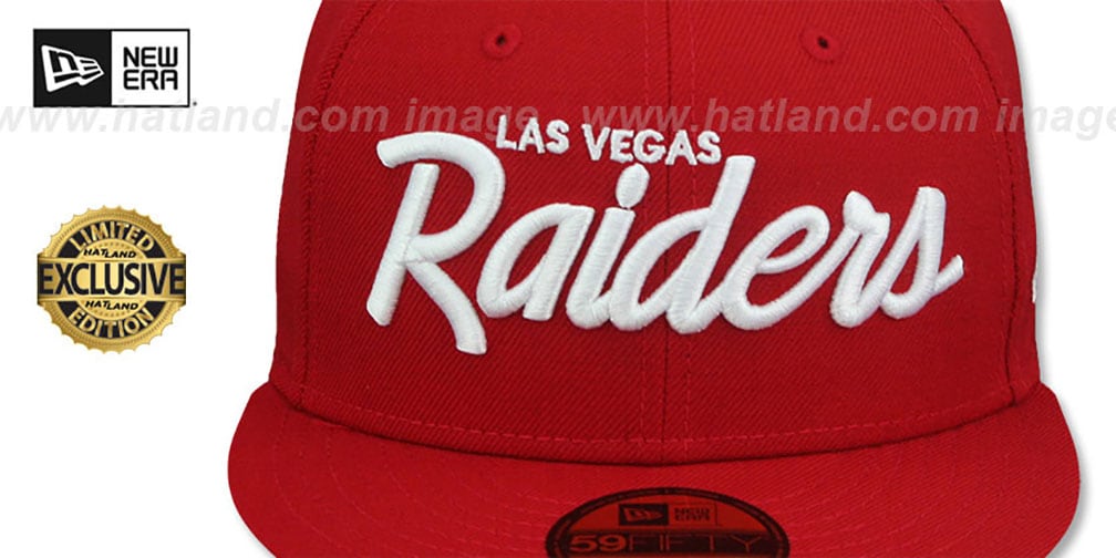 Las Vegas Raiders NFL TEAM-SCRIPT Red Fitted Hat by New Era