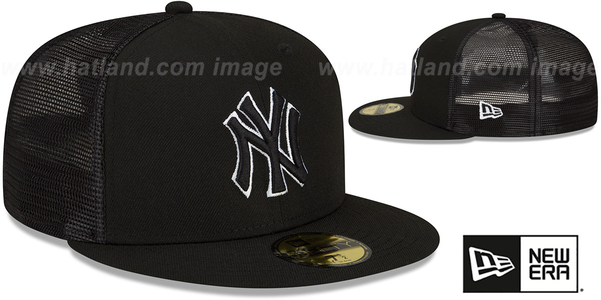 New York Yankees BATTING PRACTICE TRUCKER BlackWhite Fitted Hat