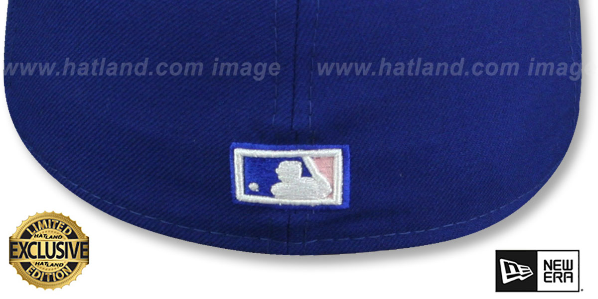 two tone pink and light blue fitted hat blank