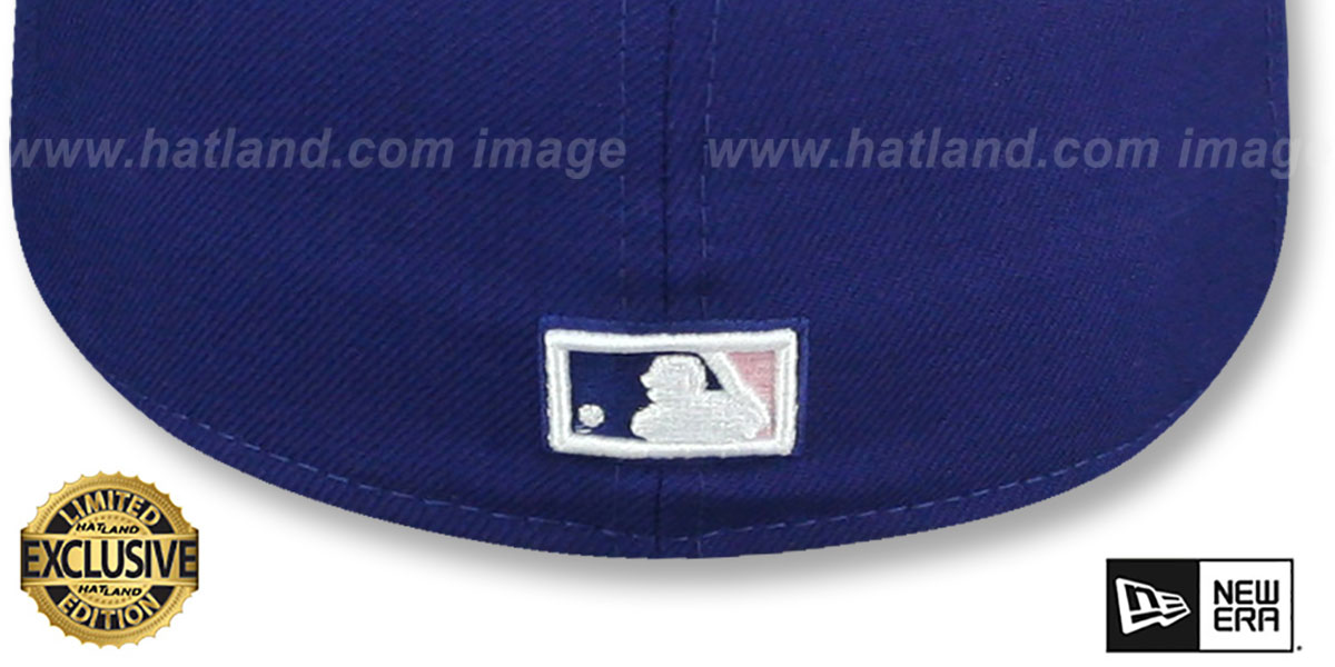 two tone pink and light blue fitted hat blank