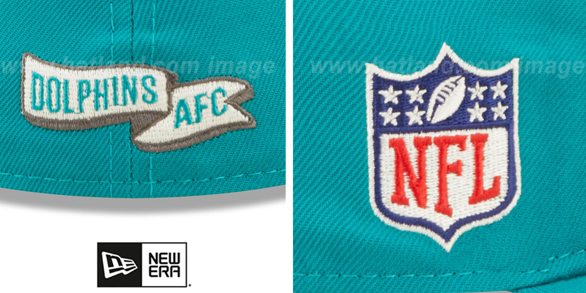 Miami Dolphins 2022 NFL THROWBACK SIDELINE Aqua Fitted Hat