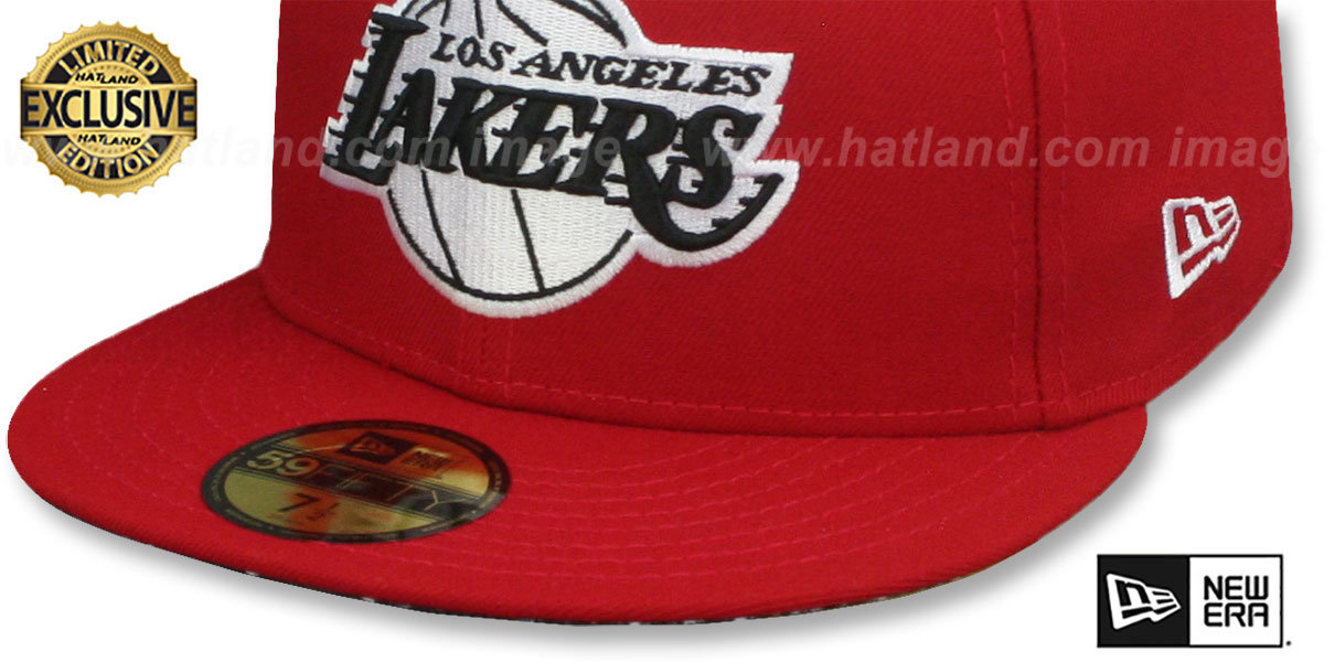 Los Angeles Lakers BLACKDANA BOTTOM Red Fitted Hat