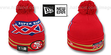 49ers SUPER BOWL XXIII Red Knit Beanie Hat by New Era