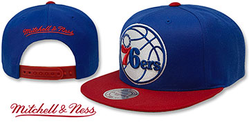 76ers 2T XL-LOGO SNAPBACK Royal-Red Hat by Mitchell and Ness