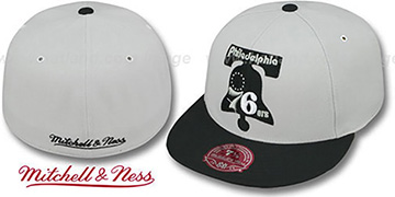 76ers MONOCHROME XL-LOGO Grey-Black Fitted Hat by Mitchell and Ness