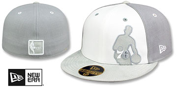 76ers NBA SILHOUETTE PINWHEEL White-Grey Fitted Hat by New Era