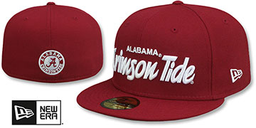 Alabama NCAA TEAM-SCRIPT Burgundy Fitted Hat by New Era