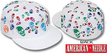 American Needle MULTI SKULLS White Fitted Hat