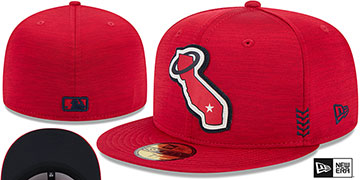 Angels '2024 ONFIELD CLUBHOUSE' Heather Red Fitted Hat by New Era