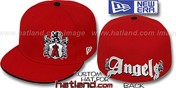 Angels 'OLD ENGLISH SOUTHPAW' Red-Black Fitted Hat by New Era