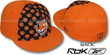 Bengals TEAM-PRINT PINWHEEL Black-Orange Fitted Hat by Reebok