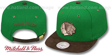 Blackhawks  'TC-BROWN SUEDE STRAPBACK' Hat Mitchell and Ness