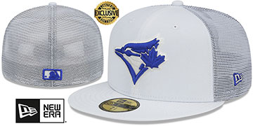 Blue Jays 'BATTING PRACTICE TRUCKER' White Fitted Hat by New Era