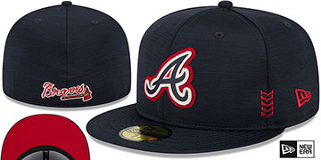 Braves 2024 ALTERNATE CLUBHOUSE Heather Navy Fitted Hat by New Era