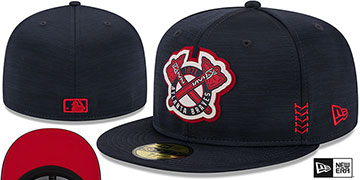 Braves '2024 ONFIELD CLUBHOUSE' Heather Navy Fitted Hat by New Era