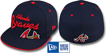 Braves BIG-SCRIPT Navy Fitted Hat by New Era