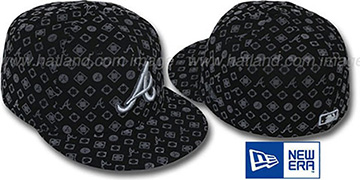 Braves D-LUX ALL-OVER Black-Grey Fitted Hat by New Era