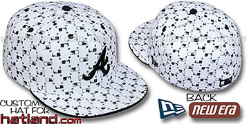 Braves 'MLB FLOCKING' White-Black Fitted Hat by New Era