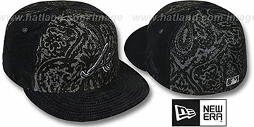 Braves 'VELVET PAISLEY' Black Fitted Hat by New Era