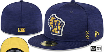 Brewers 2024 ONFIELD CLUBHOUSE Heather Navy Fitted Hat by New Era