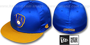 Brewers 2T COOP SATIN CLASSIC Royal-Gold Fitted Hat by New Era