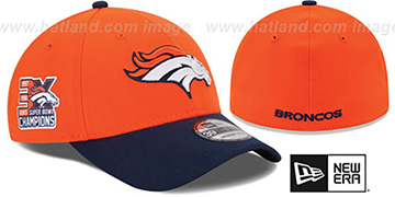 Broncos NFL 3X SUPER BOWL CHAMPS FLEX Orange-Navy Hat by New Era