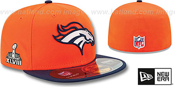 Broncos 'NFL SUPER BOWL XLVIII ONFIELD' Orange-Navy Fitted Hat by New Era