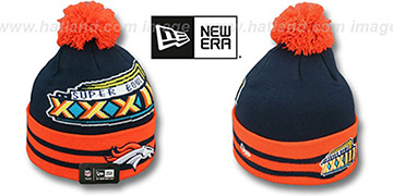 Broncos 'SUPER BOWL XXXIII' Navy Knit Beanie Hat by New Era