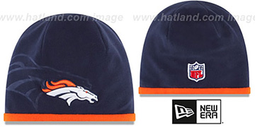 Broncos TECH-KNIT STADIUM Navy-Orange Knit Beanie Hat by New Era