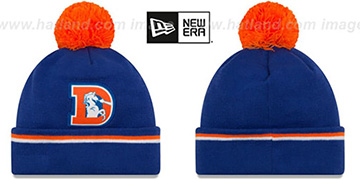 Broncos THROWBACK TEAM-RELATION Royal-Orange Knit Beanie by New Era