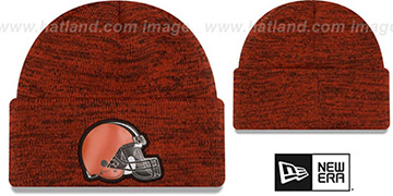 Browns 'BEVEL' Orange-Brown Knit Beanie Hat by New Era